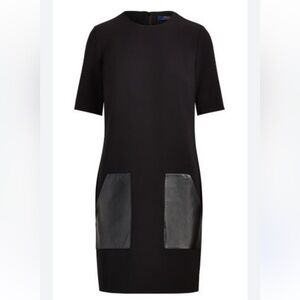 Polo Ralph Lauren Leather Pocket Cady Black Mini Dress sz 4